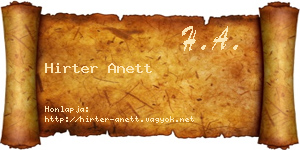 Hirter Anett névjegykártya